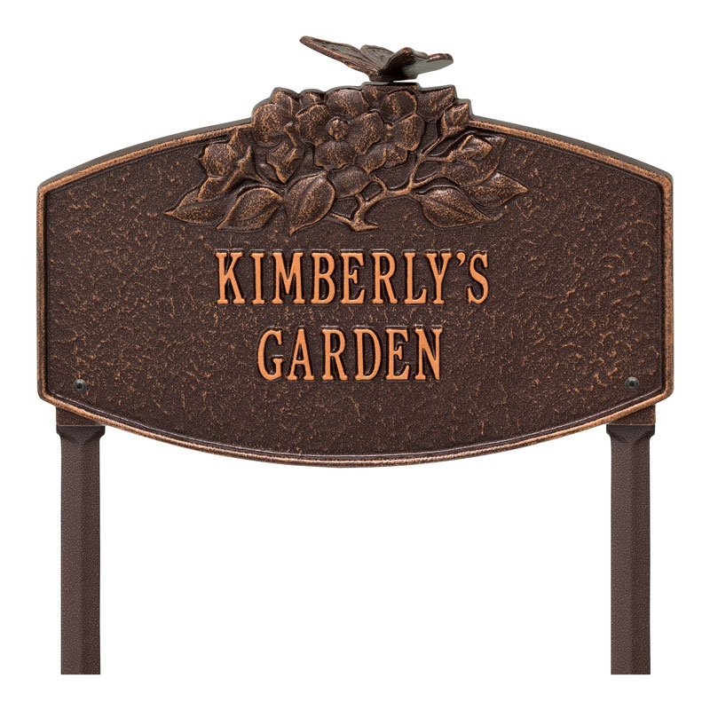 Whitehall Butterfly Blossom Garden Lawn Personalized Plaque - Antique Copper