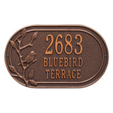 Whitehall Woodridge Bird Oval Standard Wall 3-Line Personalized Address Plaque - Antique Copper