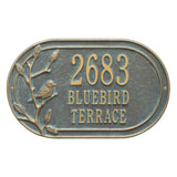 Whitehall Woodridge Bird Oval Standard Wall 3-Line Personalized Address Plaque - Bronze/Verdigris