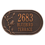 Whitehall Woodridge Bird Oval Standard Wall 3-Line Personalized Address Plaque - Oil-Rubbed Bronze
