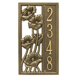 Whitehall Flowering Poppies Vertical 1-Line Personalized Address Plaque - Antique Brass