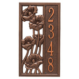 Whitehall Flowering Poppies Vertical 1-Line Personalized Address Plaque - Antique Copper