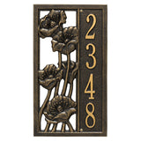 Whitehall Flowering Poppies Vertical 1-Line Personalized Address Plaque - Black/Gold