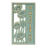 Whitehall Flowering Poppies Vertical 1-Line Personalized Address Plaque - Bronze Verdigris