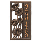 Whitehall Flowering Poppies Vertical 1-Line Personalized Address Plaque - Oil-Rubbed Bronze