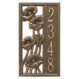 Whitehall Flowering Poppies Vertical 1-Line Personalized Address Plaque - Bronze/Gold