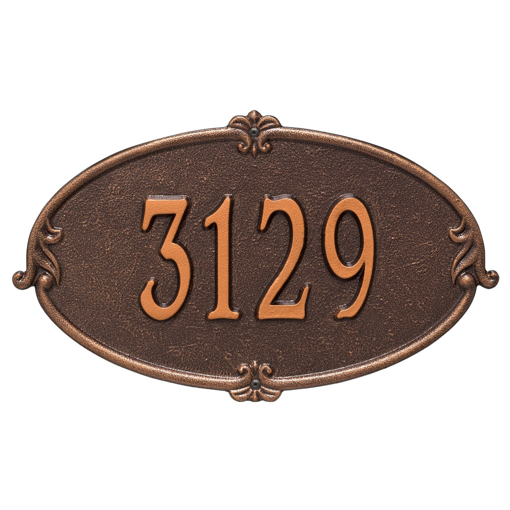 Whitehall Montecarlo Standard Wall 1-Line Personalized Address Plaque - Antique Copper