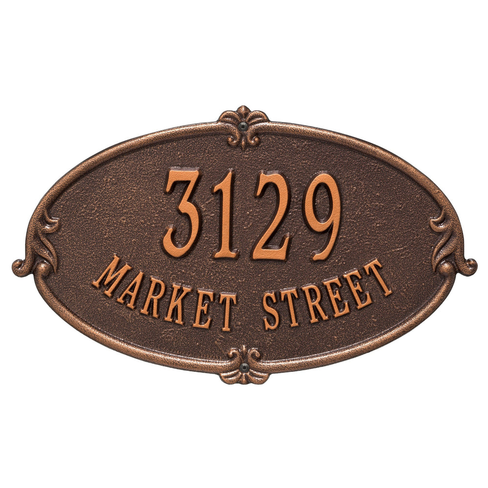 Whitehall Montecarlo Standard Wall 2-Line Personalized Address Plaque - Antique Copper