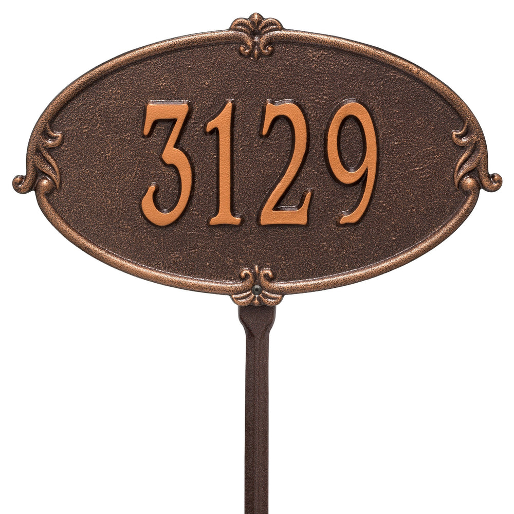 Whitehall Montecarlo Standard Lawn 1-Line Personalized Address Plaque - Antique Copper