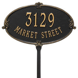 Whitehall Montecarlo Standard Lawn 2-Line Personalized Address Plaque - Black/Gold