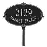 Whitehall Montecarlo Standard Lawn 2-Line Personalized Address Plaque - Black/Silver