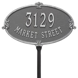 Whitehall Montecarlo Standard Lawn 2-Line Personalized Address Plaque - Pewter/Silver