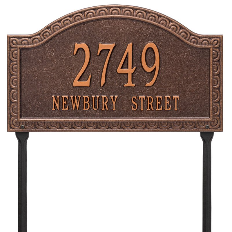 Whitehall Penhurst Grande Lawn 2-Line Personalized Address Plaque - Antique Copper