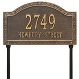 Whitehall Penhurst Grande Lawn 2-Line Personalized Address Plaque - Bronze/Gold