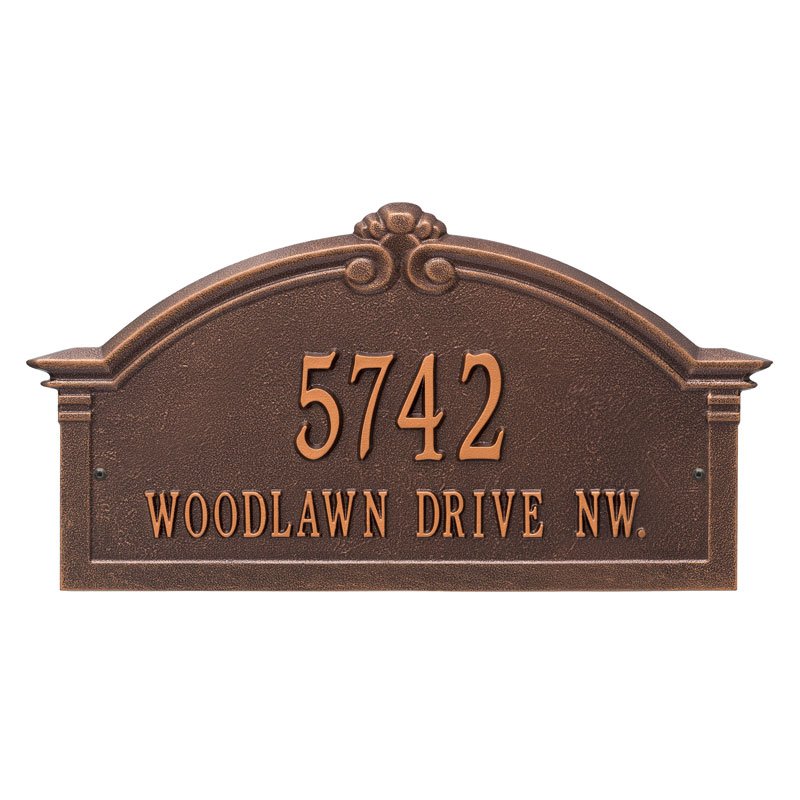 Whitehall Roselyn Arch Grande Wall 2-Line Personalized Address Plaque - Antique Copper