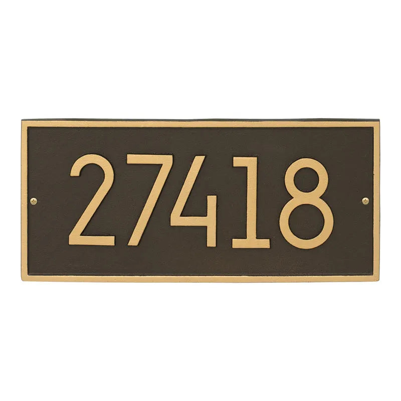 Whitehall Hartford Modern Wall 1-Line Personalized Address Plaque - Aged Bronze