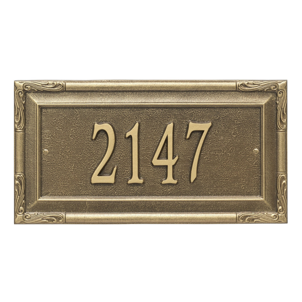 Whitehall Gardengate Grande Wall 1-Line Personalized Address Plaque - Antique Brass