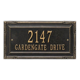 Whitehall Gardengate Grande Wall 2-Line Personalized Address Plaque - Black/Gold
