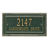 Whitehall Gardengate Grande Wall 2-Line Personalized Address Plaque - Green/Gold