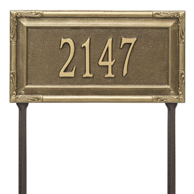 Whitehall Gardengate Grande Lawn 1-Line Personalized Address Plaque - Antique Brass