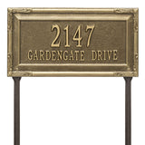 Whitehall Gardengate Grande Lawn 2-Line Personalized Address Plaque - Antique Brass