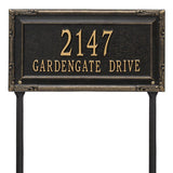 Whitehall Gardengate Grande Lawn 2-Line Personalized Address Plaque - Black/Gold