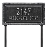 Whitehall Gardengate Grande Lawn 2-Line Personalized Address Plaque - Black/Silver