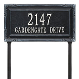 Whitehall Gardengate Grande Lawn 2-Line Personalized Address Plaque - Black/White