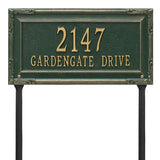 Whitehall Gardengate Grande Lawn 2-Line Personalized Address Plaque - Green/Gold