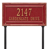 Whitehall Gardengate Grande Lawn 2-Line Personalized Address Plaque - Red/Gold