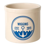 Whitehall Anchor Established Personalized Crock - Bristol Crock With Dark Blue Etching