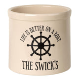 Whitehall Life Is Better On a Boat Personalized Crock - Bristol Crock With Black Etching