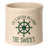 Whitehall Life Is Better On a Boat Personalized Crock - Bristol Crock With Green Etching