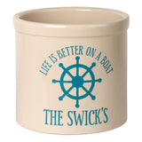 Whitehall Life Is Better On a Boat Personalized Crock - Bristol Crock With Sea Blue Etching