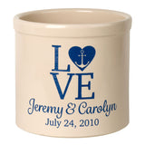 Whitehall Love Anchor Personalized Crock - Bristol Crock With Dark Blue Etching