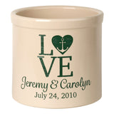 Whitehall Love Anchor Personalized Crock - Bristol Crock With Green Etching