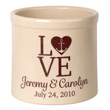 Whitehall Love Anchor Personalized Crock - Bristol Crock With Red Etching