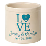 Whitehall Love Anchor Personalized Crock - Bristol Crock With Sea Blue Etching
