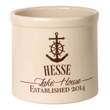 Whitehall Anchor Lake House Personalized Crock - Bristol Crock, Brown Engraving