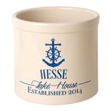 Whitehall Anchor Lake House Personalized Crock - Bristol Crock With Dark Blue Etching