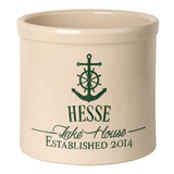 Whitehall Anchor Lake House Personalized Crock - Bristol Crock With Green Etching