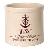 Whitehall Anchor Lake House Personalized Crock - Bristol Crock With Red Etching