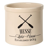 Whitehall Oar Lake House Personalized Crock - Bristol Crock With Black Etching