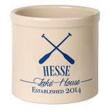 Whitehall Oar Lake House Personalized Crock - Bristol Crock With Dark Blue Etching