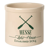 Whitehall Oar Lake House Personalized Crock - Bristol Crock With Green Etching