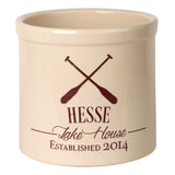 Whitehall Oar Lake House Personalized Crock - Bristol Crock With Red Etching