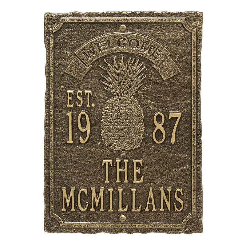 Whitehall Antebellum Welcome Anniversary Personalized Plaque - Antique Brass