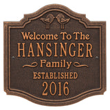 Whitehall Kissing Birds Anniversary Wedding Personalized Plaque - Oil-Rubbed Bronze