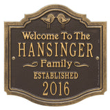 Whitehall Kissing Birds Anniversary Wedding Personalized Plaque - Bronze/Gold