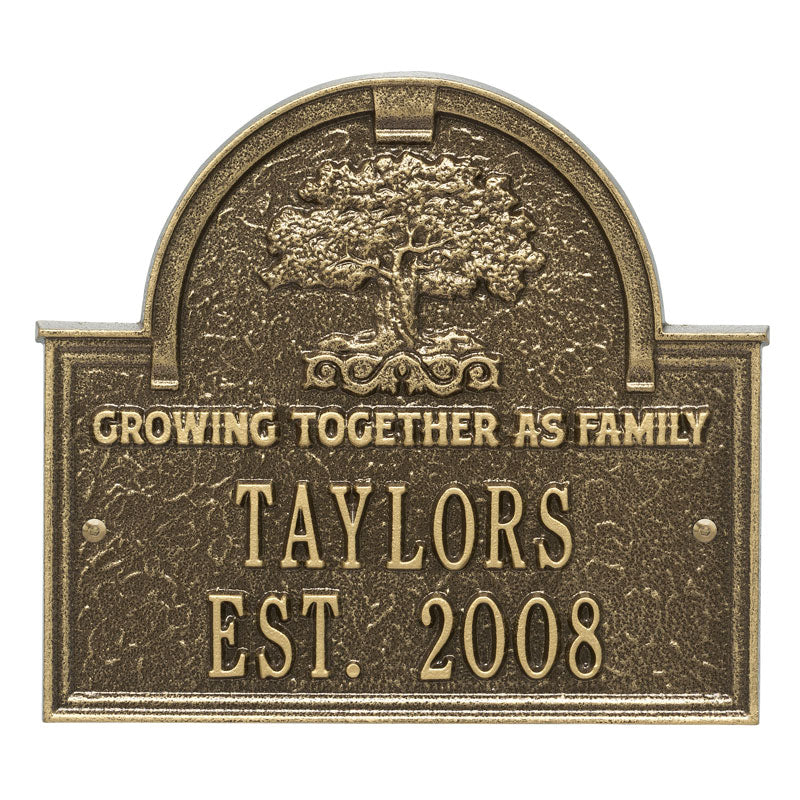Whitehall Family Tree Anniversary Wedding Personalized Plaque - Antique Brass